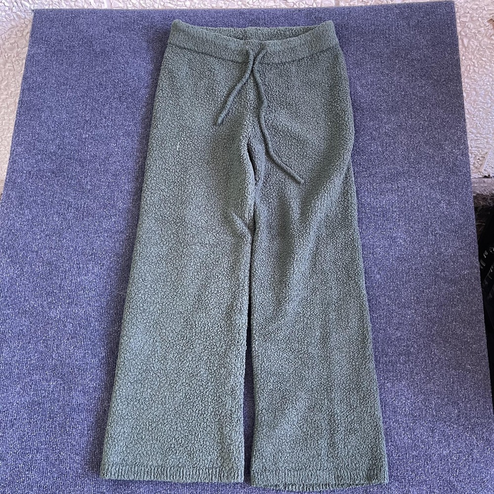 Aerie Sweatpants Womens L Green Sherpa Fleece Straight Leg Elastic Waist Lounge